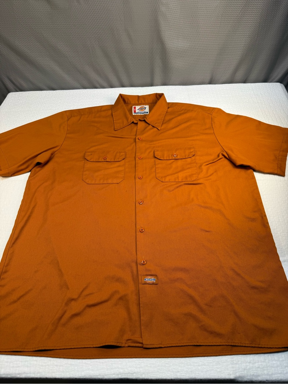 Dickies Men’s Short Sleeve Button-Down Shirt - Rust Orange